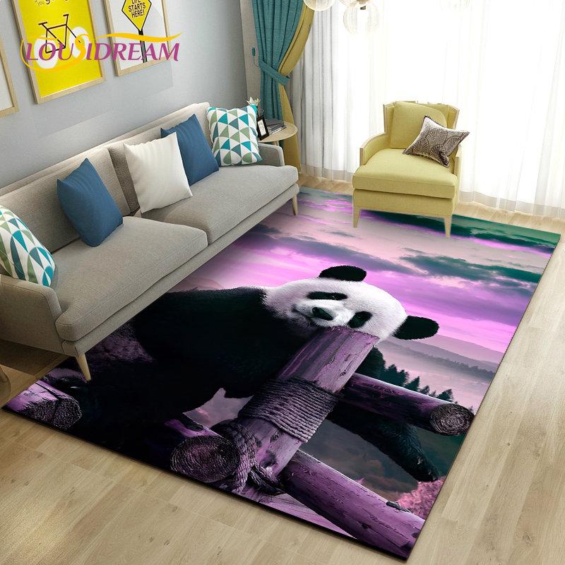 Alfombra de área 3D de dibujos animados de panda lindo, alfombra para sala de estar, dormitorio, sofá, felpudo, decoración de cocina, alfombra de suelo antideslizante para niños