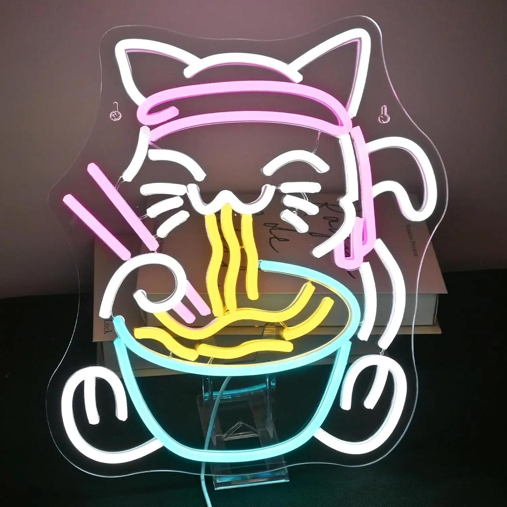 Ramen Neon Sign For Wall Decor Art Room Decoration For Kitchen Restaurant Business Shop LED Lights Noodle Bowl Light Up Signs