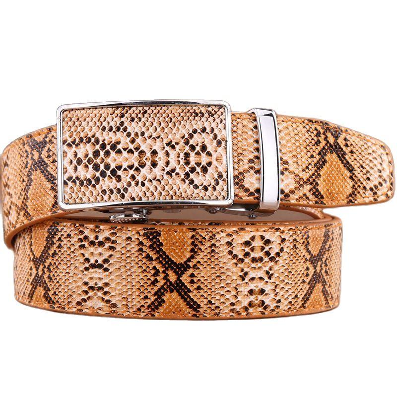 Snake Cowhide Genuine Leather Automatic Buckle Strap 2020 New Hot Ceintures Mens Belts Luxury Designer High Quality Novel Cowboy