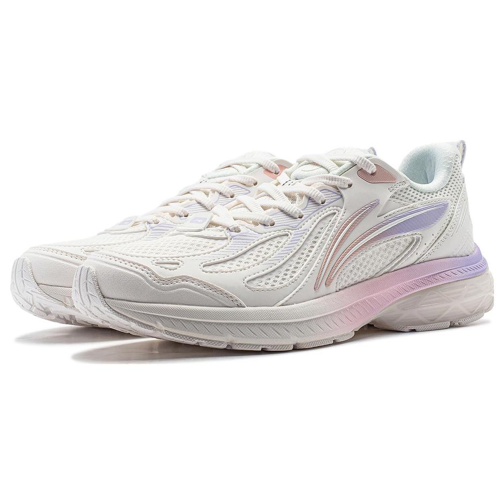 New LiNing Feather V2 Cushioning Anti Slip And Wear Resistant Low Top Running Shoes Women's Mist White ARXT022-4