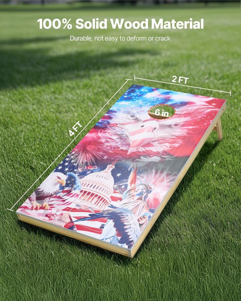 4x2ft Cornhole Set Portable Corn Hole Toss Game Board Wood with 8 Bean Bag