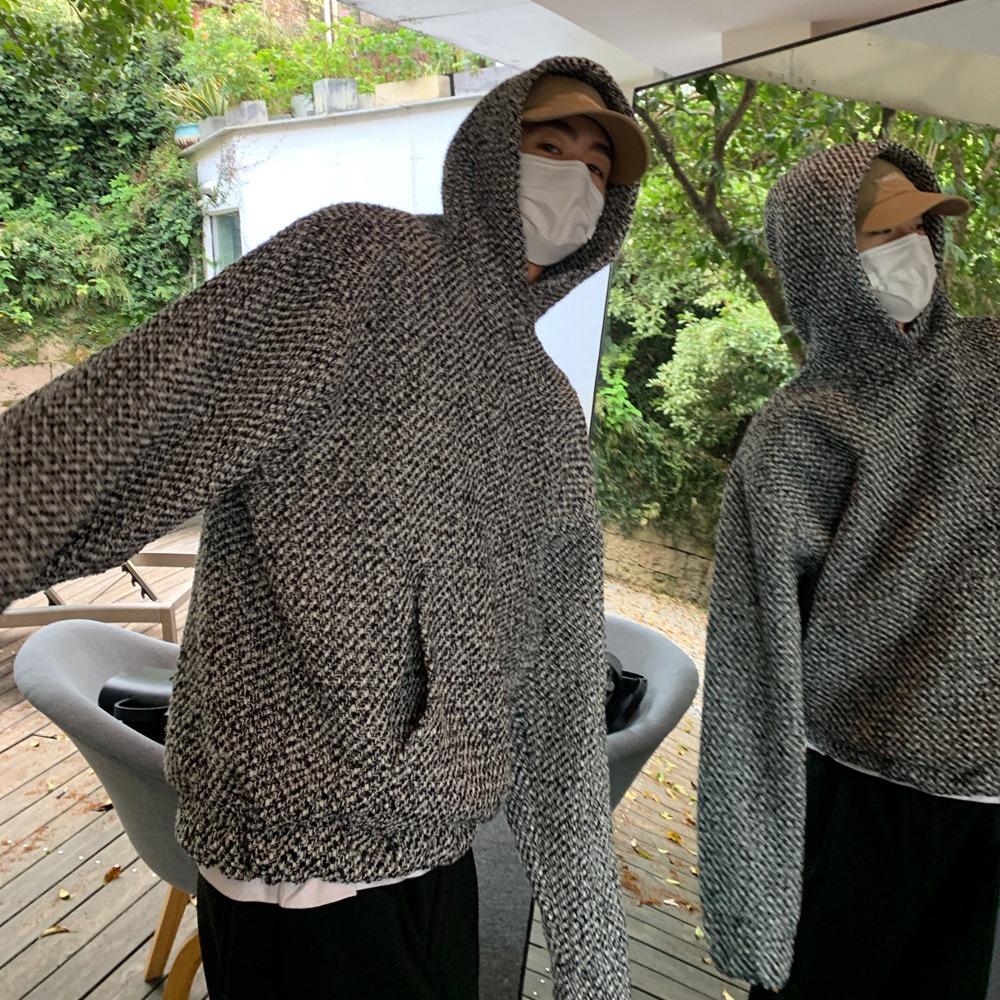 Винтажная текстура с капюшоном толстовка женская 2024 осень Y2k свободные длинные рукава — фото 18