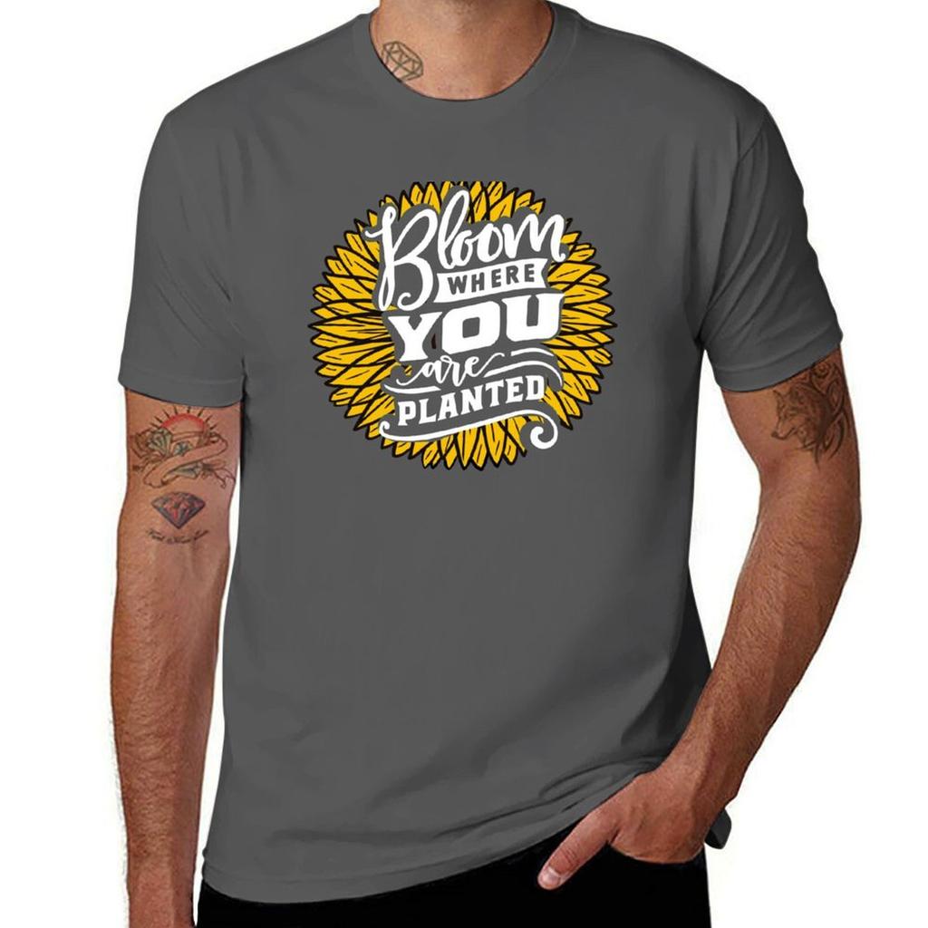 Bloom where you are planted  Sunflower  NextRetroStop TShirt Basic Tee Shirt for Everyday Outfit