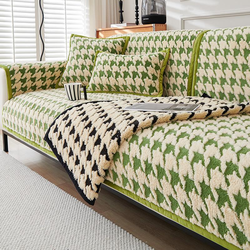 New Qiandongge Sofa Cushion Winter Thickened Plush Seat Cushion High-End Non-Slip Leather Sofa Cover Cover Cloth