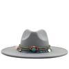 Ethnic Style Autumn and Winter Wool Woolen Big-brimmed Jazz Top Hat Women's Fashion Casual Big-edged Jazz Hat Church Hat