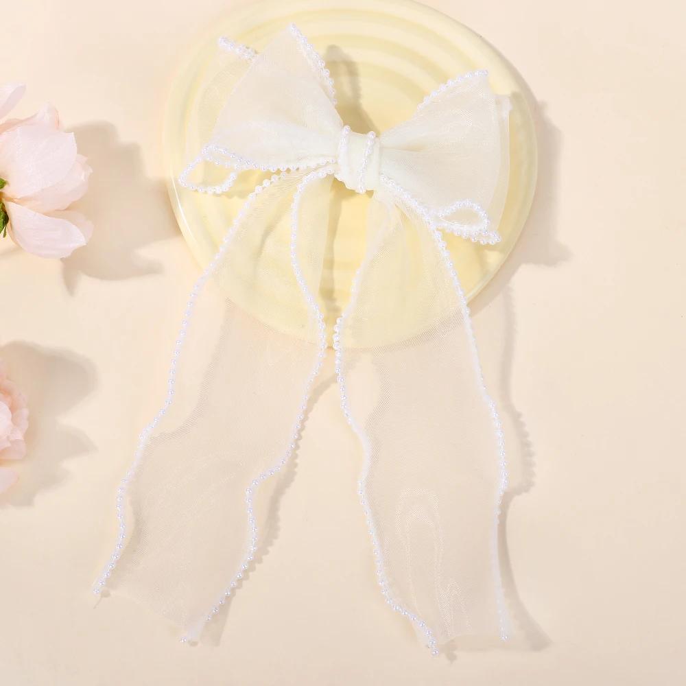 

ДЕТСКИЕ БАНТЫ 1 шт. Бант из сказочной ленты Заколка для волос Градиентный цвет Газовая кружевная кромка Резинки для волос для хвостика Женские Девичьи Аксессуары для волос