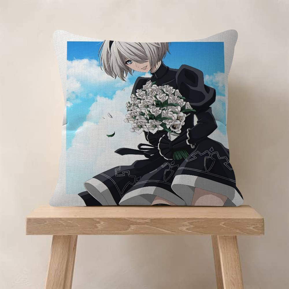 Game Nier Automata Cartoon Pillow Cushion Cover Pillowcase Living Room Sofa Home Decor