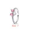 925 Silver,Pink Bow Pendant Beads Earrings Necklace Ring Pendant Suitable for European Bracelet DIY Exquisite Jewelry