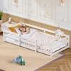 Montessori-Bett mit Rausfallschutz – flaches Bett ohne Lattenrost, aus Kiefernholz, schnell montierbar (90x200 cm, weiß)