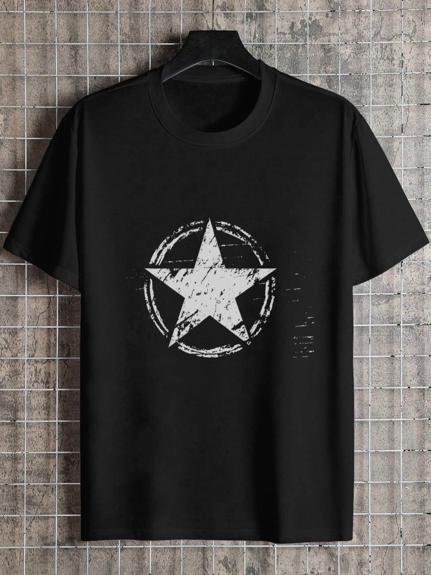 1pc Army Star Distressed Grungy T-shirt - Cotton S