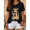 Fashion Women Retro Creative Giraffe Pattern Print T Shirt Funny Casual O-neck Short Sleeves T-shirt Summer Female Tee Shirt