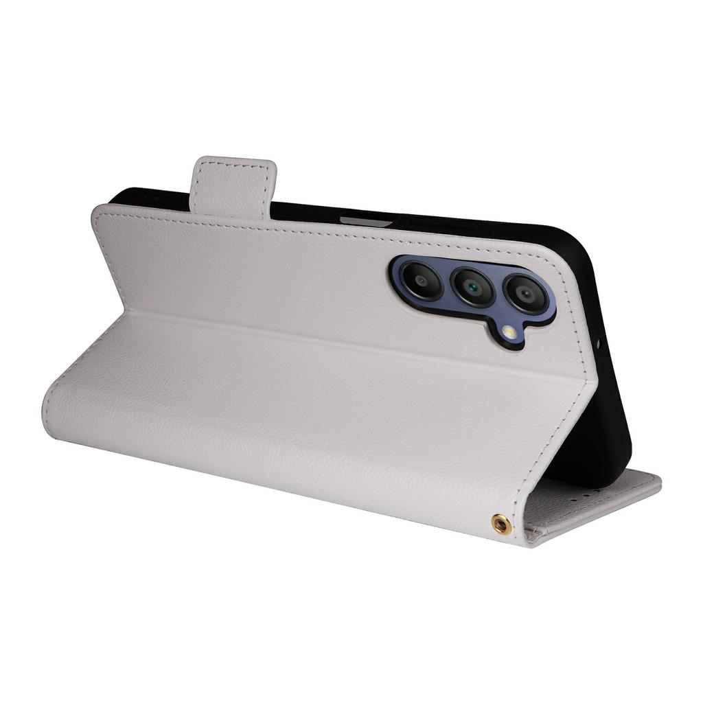 For Samsung Galaxy A17 5G/A17 4G Case with Wrist Strap Litchi Texture PU Leather Wallet Phone Cover