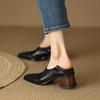 Fashion NEW Spring Women Pumps Genuine Leather Shoes for Women Square Toe Chunky Heel Women Shoes Solid High Heels Simple Ladies Shoes