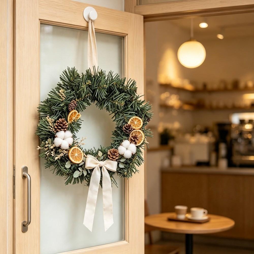 Realistic Artificial Green Pine Wreath Green Christmas Door Wreath Outdoor Front Door