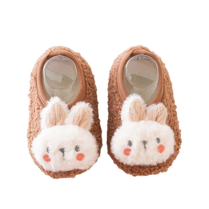 

1 Pair Baby Anti Skid Walking Shoes Indoor Toddlers Shoes Non-slip Warm Floor Socks Prewalker for Autumn and Winter коричневий