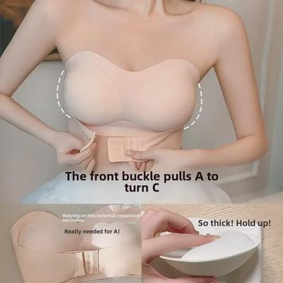 Strapless, Padded, Gathered Bra for Enhanced Chest Shape