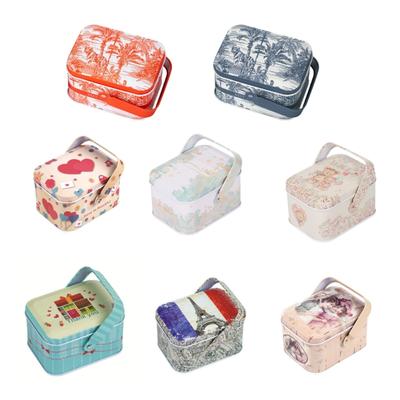 Vintage Small Suitcase Storage Tin Candy Box Gift Box Earphones Box Biscuits Organizer Portable Sundries Organizer Can