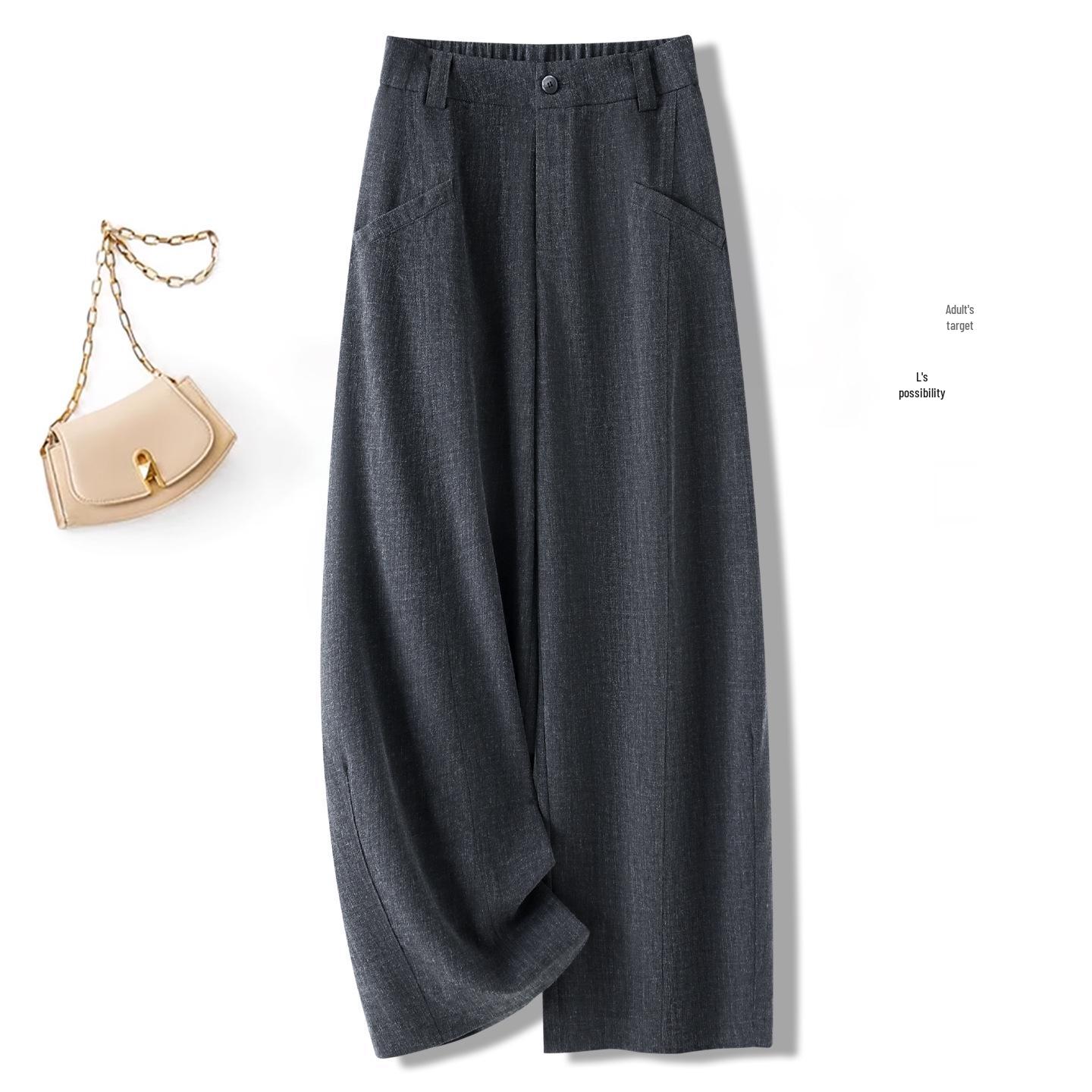 Women s Spring/Summer New Arrival Curved Wide-Leg Floor-Length Banana Pants in Deep Gray 2XL