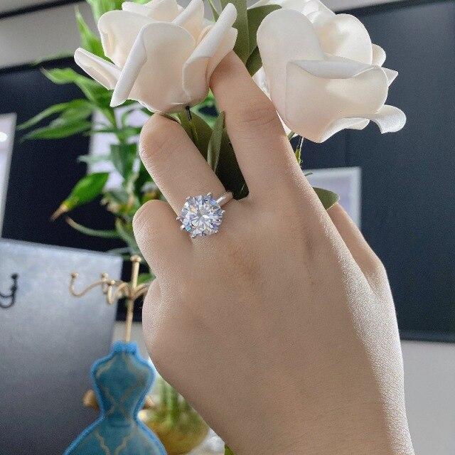 S925 Sterling Silver Shiny Diamond Rings For Women Wedding Engagement Ring Fine Jewelry Gift Ladies Luxury Ring