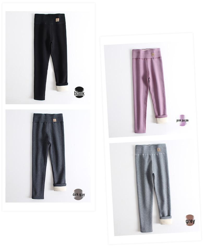 Girls' Fleece-Lined High-Waisted Winter Leggings - Toddler Lambswool One-Piece Long Pants