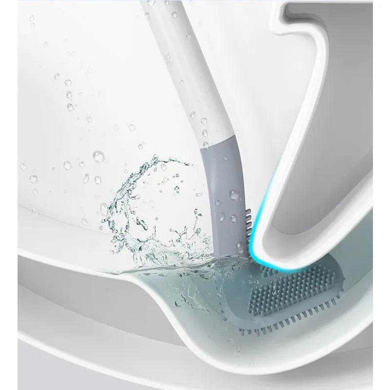Silicone Wall Mounted Toilet Brush with Holder - Hygienic Non-Scratch Bristles, Practical Bathroom Cleaning Tool for Home Use