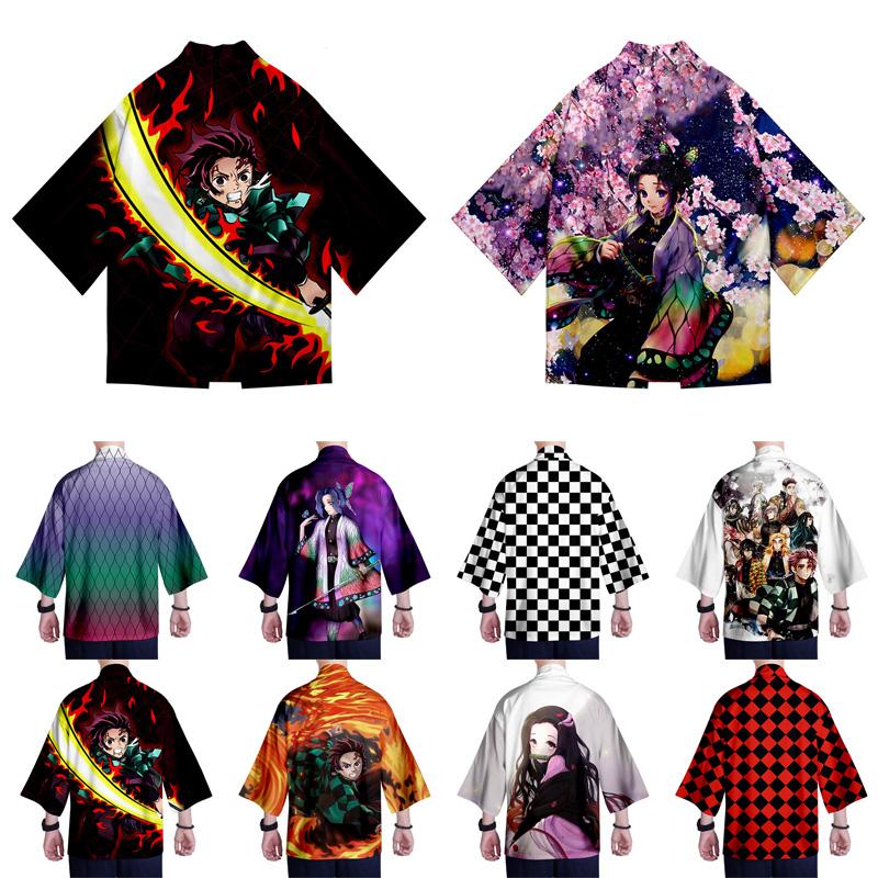 Demon Anime Slayer Kimetsu No Yaiba Cosplay Loose Haori Kimono Robes Coat Tops