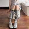 White Calf Socks for Women Summer Thin Bowknot Ballet Bubble Cuff Mary Jane Slouch Socks
