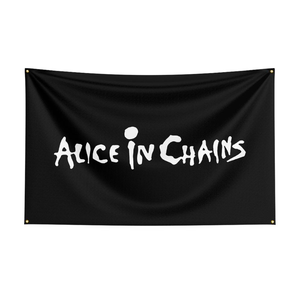 A-Alices in Chains Flag Rock Music Band Banner Background HD Printing Tapestry Exhibition, Music Band Fans, Garage Decor