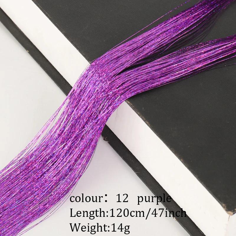 Colorful Bright Crochet Hair Extensions Colorful Silk Rainbow Silk Synthetic Fiber Sparkling Hair Extensions Party Use