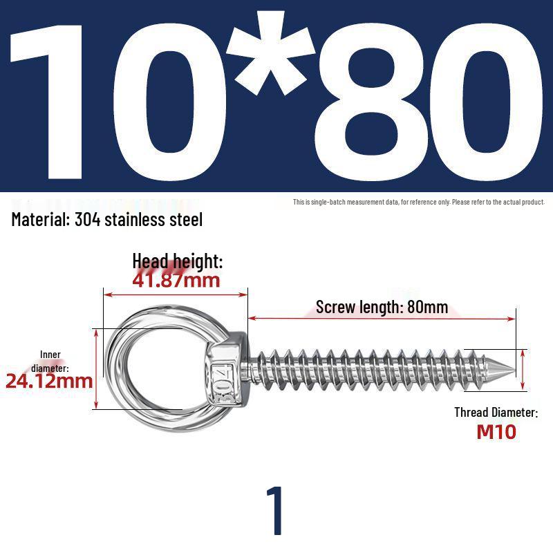 304 Stainless Steel Self-Tapping Eye Bolt with Ring Screw Hook