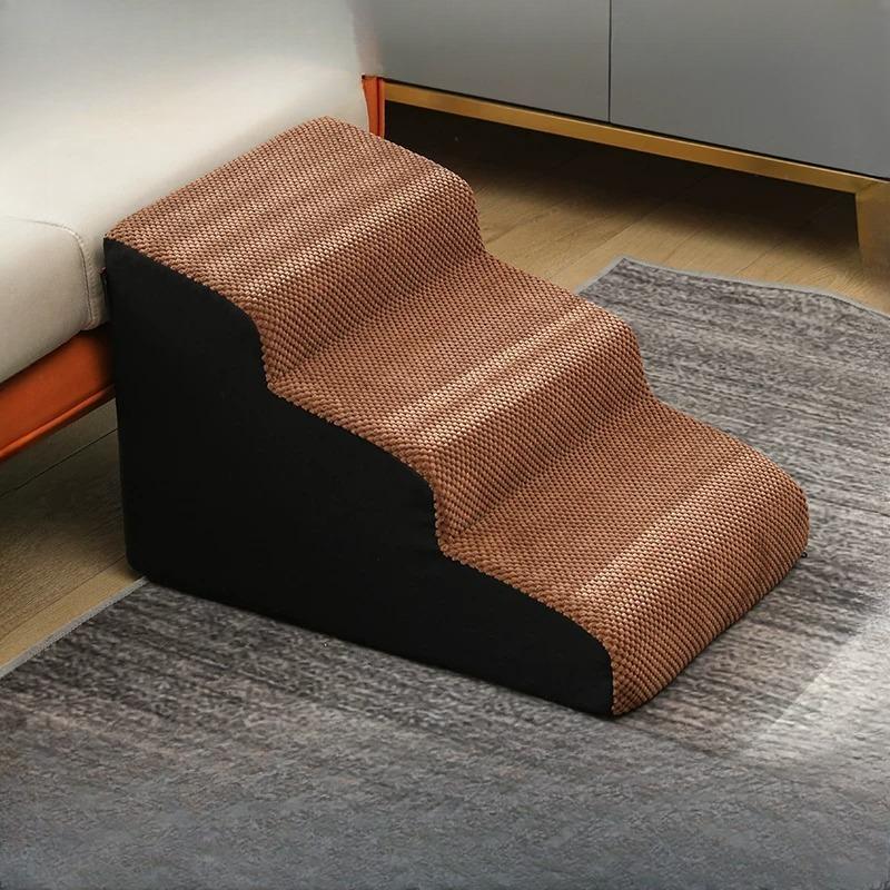 Removable Washable Pet Steps Puppy Stairs for Bed Non-Slip Cover Cat Climbing Ramp for Sofa Sponge Dog Ladder for Elderly Pets