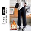 Womens Fleece-Lined Joggers 2026 Warm Thick Cotton Pants High-Waisted Loose Fit Cropped Leg Petite Regular Height