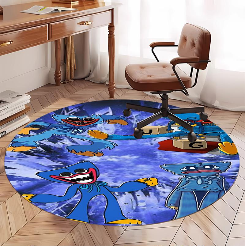 Huggy Wuggy Pattern Round Rug, Indoor/Outdoor Mat, for Picnic, Gameroom, Bedroom, Office, Living Room, Home Decor Carpet, Birthday Gift