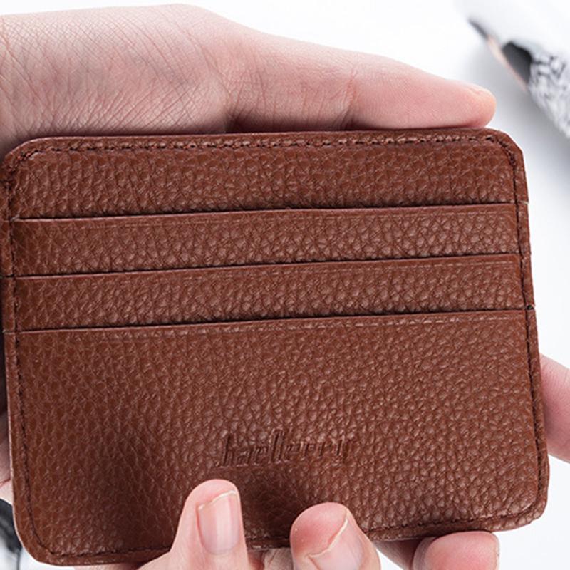 Ultrathin Mini Card Holder Pu Solid Color Simple Wallets Men Purse Multi-Cards Credit Card Coin Short Purse For Male