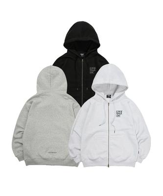 Urbanage [2Pack] Logo Print Zip-Up Hoodie (3 Colors) (Type A)