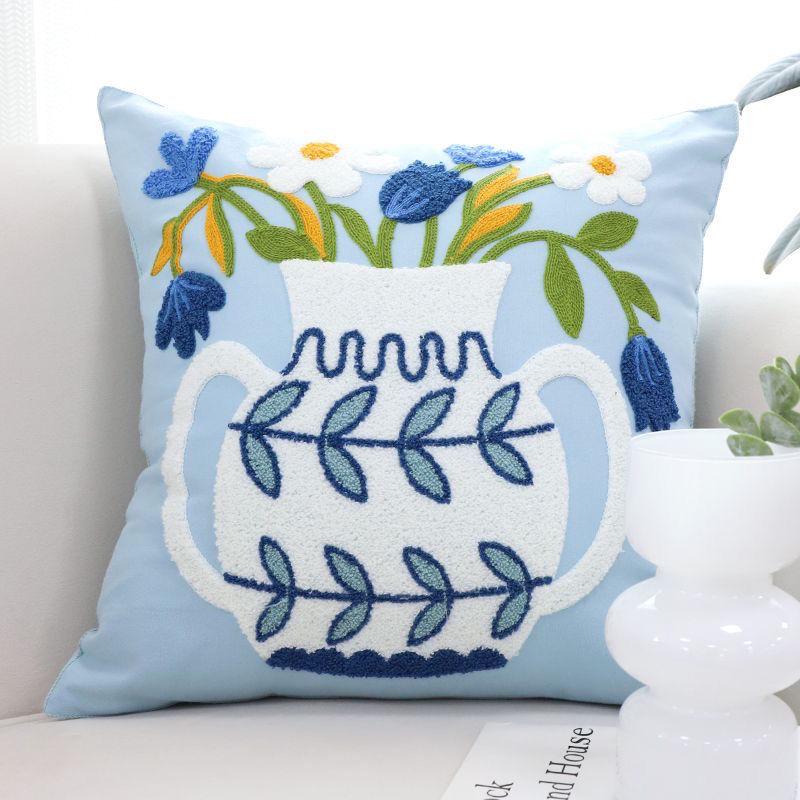 American Embroidered Yellow Floral Sofa & Bedroom Cushion Cover