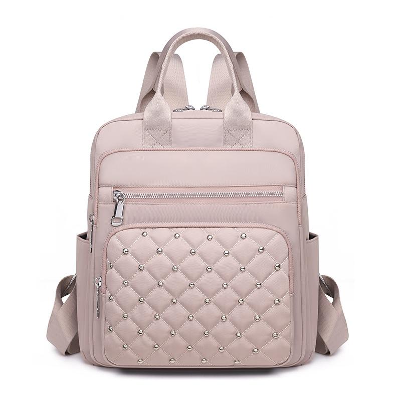 

Solid Color Rivet Backpack Women s Large Capacity Backpack фіолетовий