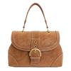 Vintage Suede Handbag Women With Gold Buckle Ctrast Stitching Shoulder Bag Elegant Designer-style Versatile Date Crossbody Bag