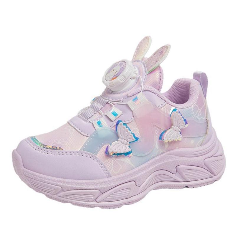 Children's casual shoes spring new girl sports shoe knob buckle kids shoe three-dimensional butterfly girl shoes zapatillas niña