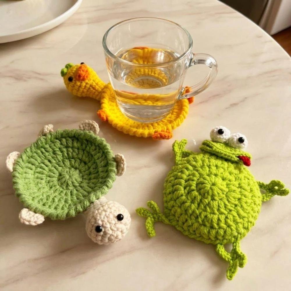 Heat Resistant Knitted Cup Mat Funny Animal Drink Coaster Creative Insulation Pad Gift
