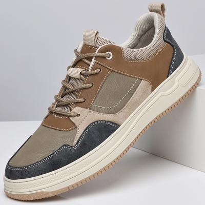 Fashion 2024 All-match Men's Vulcanize Shoes Breathable Outdoor Sneakers Men Shoes Handmade Leather Shoes Casual Shoe Walking Shoes Men