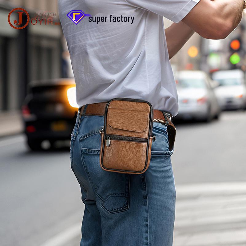 

Мужская маленькая сумка через плечо из натуральной кожи - модный, универсальный рюкзак из коровьей кожи и сумка-мессенджер 6041 top layer cowhide коричневый