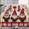 Cozy Flannel Christmas Blanket with Plaid Gnome & Snowflake Design - Soft, Warm Throw for Couch, Bed, Car, Office, Camping