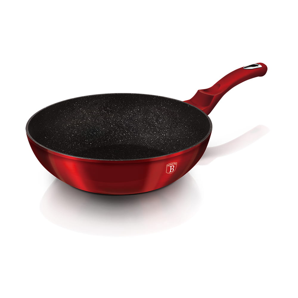 Wok with Granite Coating 28cm BERLINGER HAUS Metallic Line Burgundy BH-1267-N