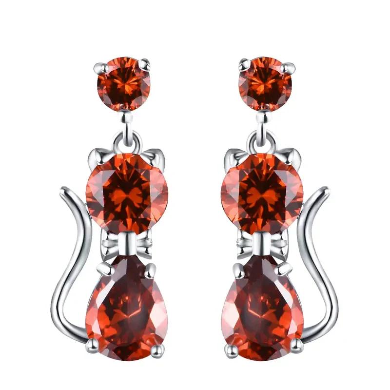 Huitan Romantic 9 Colors Cat Earrings for Women Inlaid Brilliant Cubic Zirconia Statement Girl Earrings Daily Wear Party Jewelry