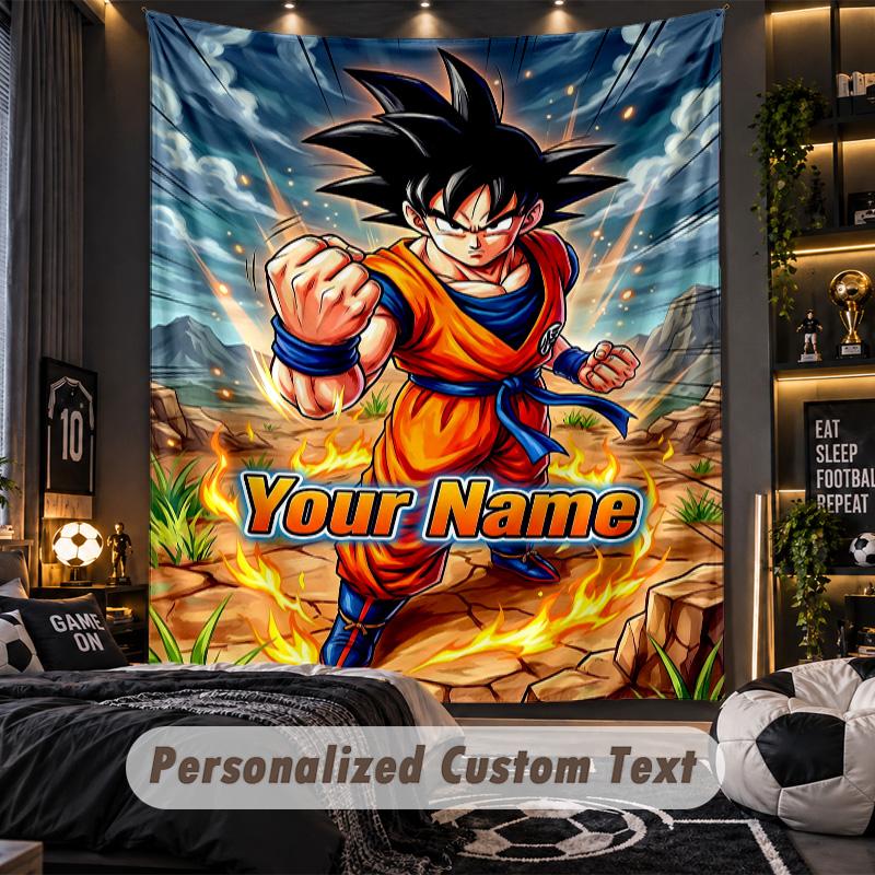 Personalized Wall Tapestry,Dragon Ball Custom Printed Name, Fabric Wall Art For Indoor Room Backdrop