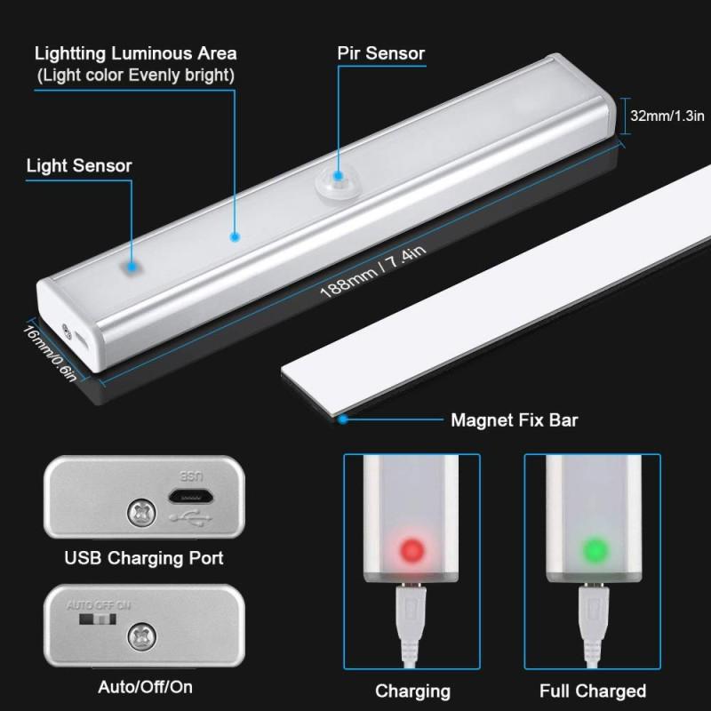 Rechargeable 10 LED Motion Sensor Wardrobe & Corridor Night Light