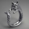 Dark Zinc Zinc Alloy Animal Delicate Rings Adjustable Cat Shape Ring Kitty Cat Opening Rings Gift For Girl