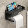 Toilet Paper Holder with Storage Shelf Strong Load-bearing Simple Installation Self-Adhesive Roll Paper Holder Bathroom Organizer