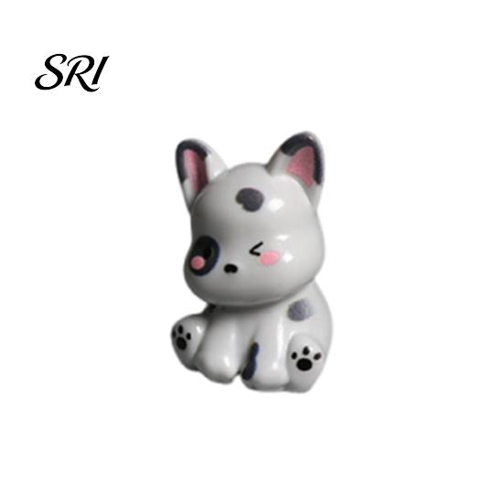 Adorable Tiny Puppy Collectible 2 Pcs Mini Dog Figurines, Resin Figures, Cute Miniature Soft Expression Figure Animal Statues for Desktop, Car A